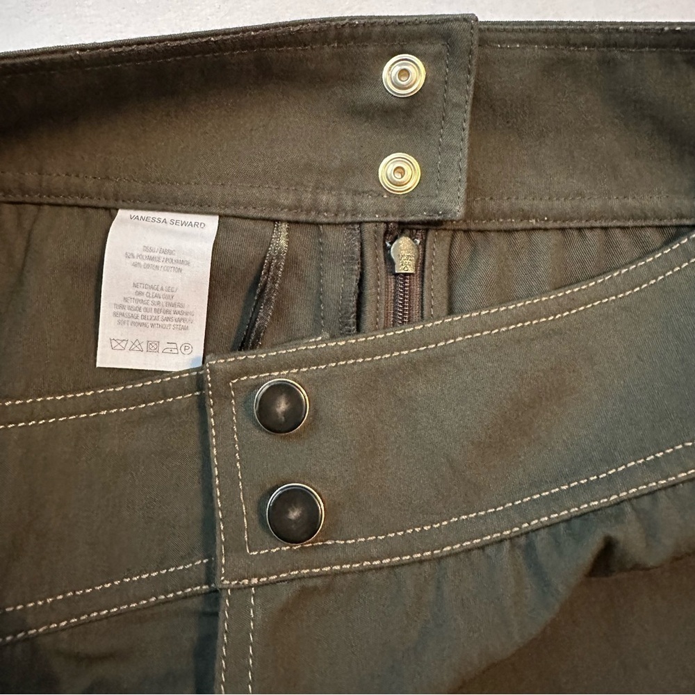 Vanessa Seward Midi Knee Length Cargo A-line Skirt Army Green US 6 - Picture 4 of 11